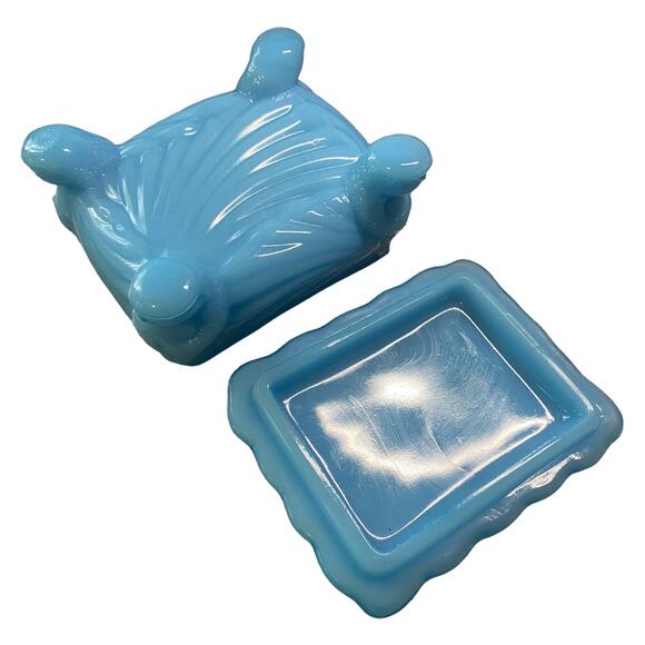 Shell Trinket Dresser Box Boyd Glass Cambridge Caprice 1993 Waterloo Blue - Picture 12 of 13